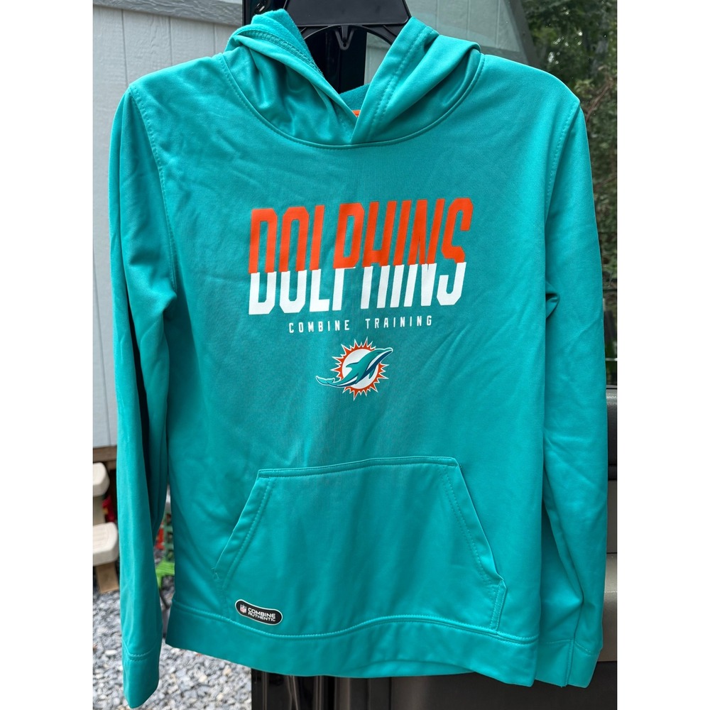 NFL Miami Dolphins Kids Hoodie Aqua Teal Combine Training Large 14/16